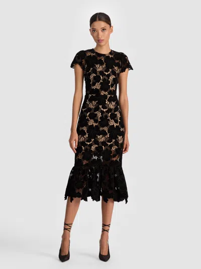 Alice And Olivia Clover Open Back Midi Dress In Black