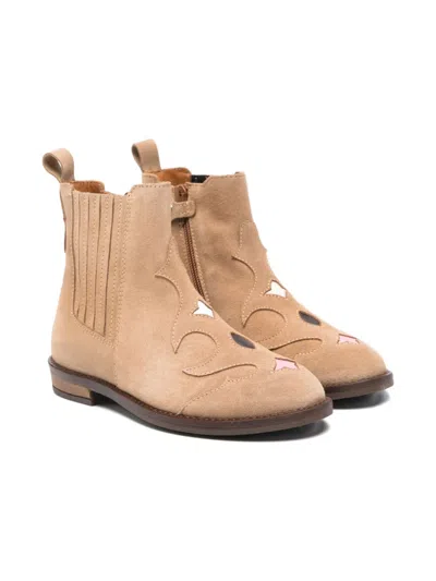 Rondinella Appliqué Boots In Neutral