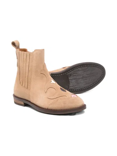 Rondinella Appliqué Boots In Neutral