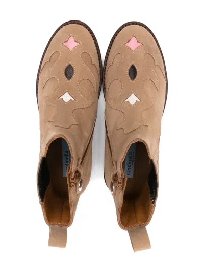 Rondinella Appliqué Boots In Neutral