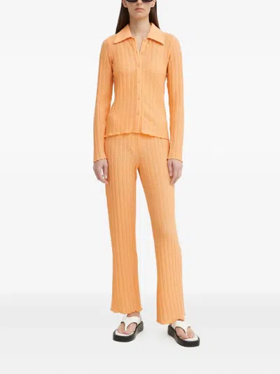 Resume Textured Buttoned Top In Orange