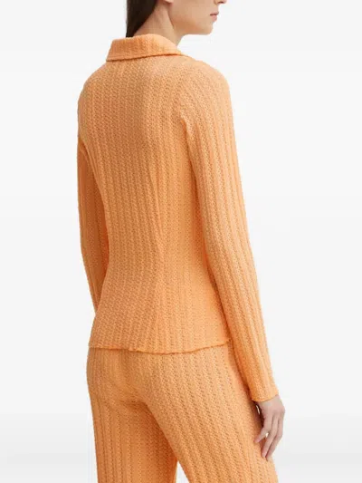 Resume Textured Buttoned Top In Orange