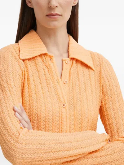 Resume Textured Buttoned Top In Orange