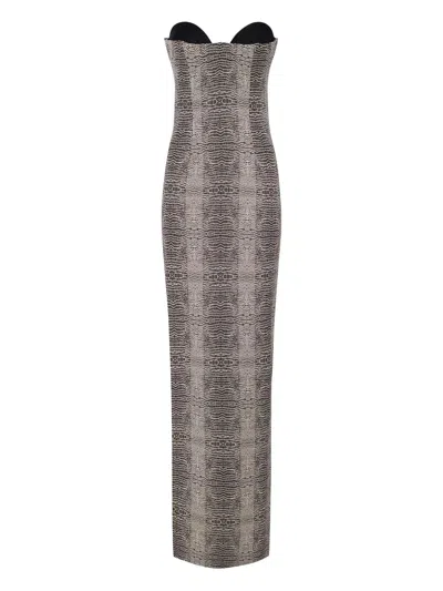 Elisabetta Franchi Red Carpet Python-printed Dress In Black