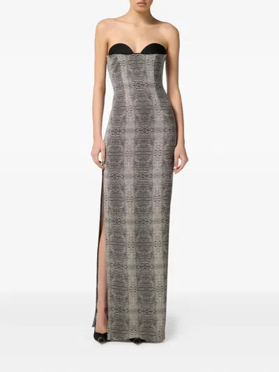 Elisabetta Franchi Red Carpet Python-printed Dress In Black