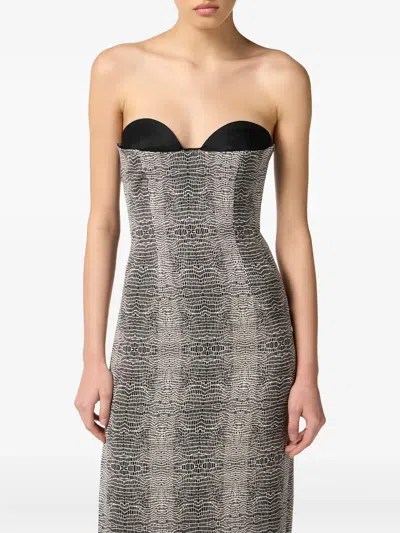 Elisabetta Franchi Red Carpet Python-printed Dress In Black