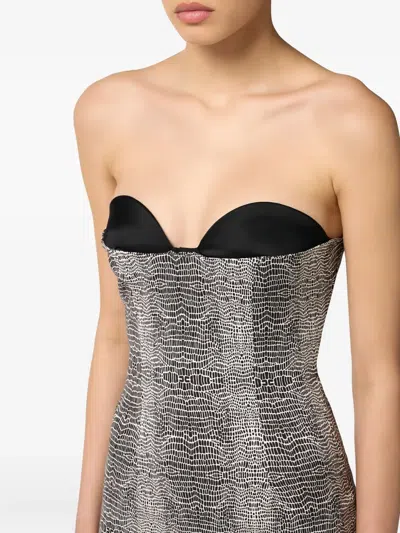 Elisabetta Franchi Red Carpet Python-printed Dress In Black