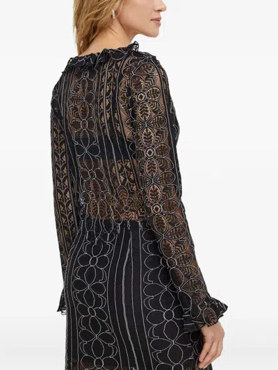 Resume Ruffled Lace Top In Black