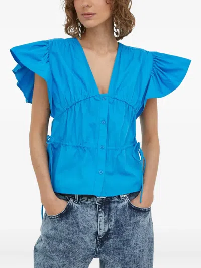 Day Birger Et Mikkelsen Ruffled Buttoned Top In Blue
