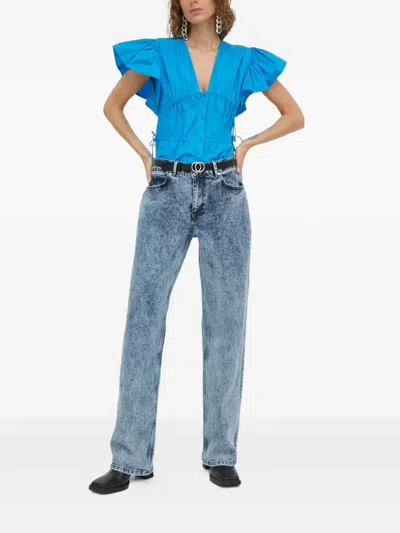 Day Birger Et Mikkelsen Ruffled Buttoned Top In Blue