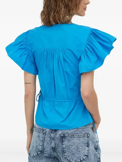 Day Birger Et Mikkelsen Ruffled Buttoned Top In Blue