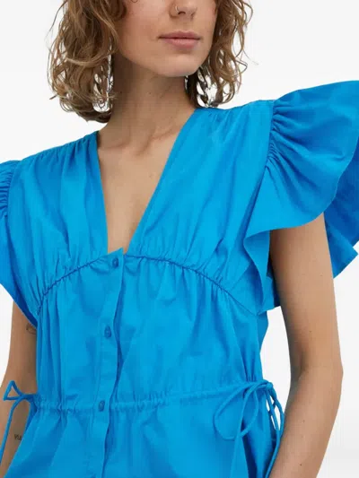 Day Birger Et Mikkelsen Ruffled Buttoned Top In Blue