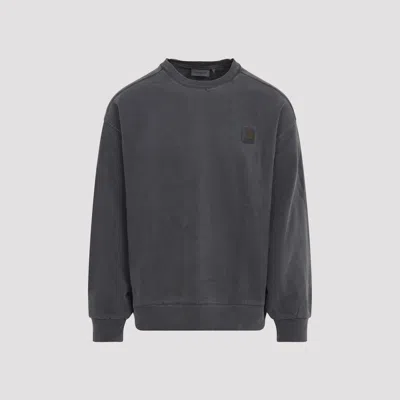 Carhartt Black Logo Crewneck Sweatshirt In Gray