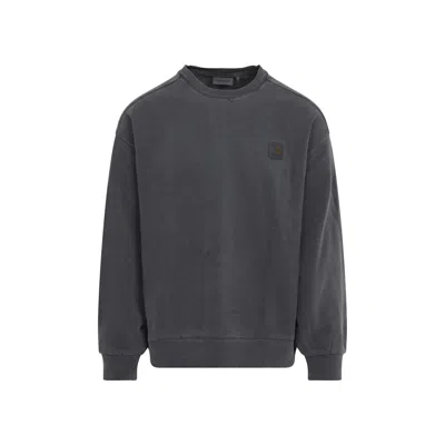 Carhartt Black Logo Crewneck Sweatshirt In Gray