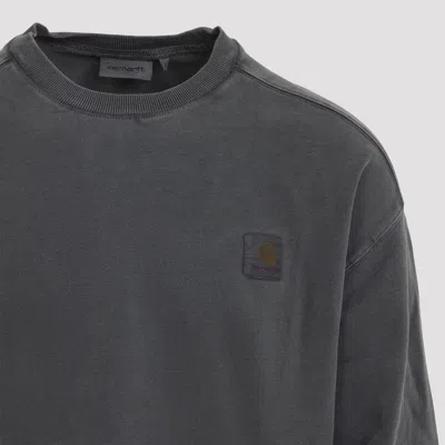 Carhartt Black Logo Crewneck Sweatshirt In Gray