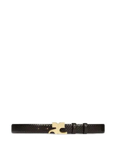 Courrèges Viper Snake-effect Leather Belt In Black