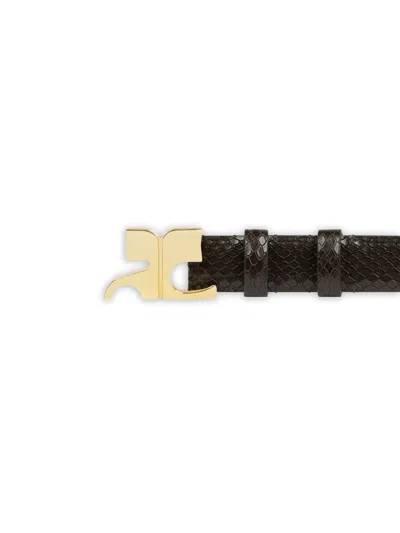 Courrèges Viper Snake-effect Leather Belt In Black