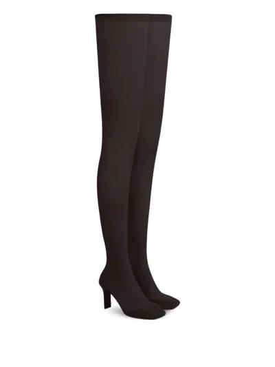 Courrèges Square-toe Mesh Boots In Brown