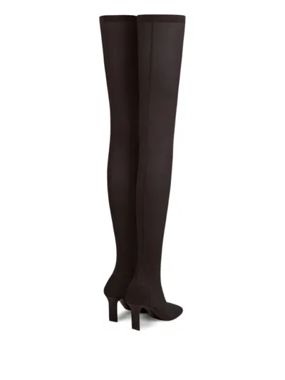 Courrèges Square-toe Mesh Boots In Brown