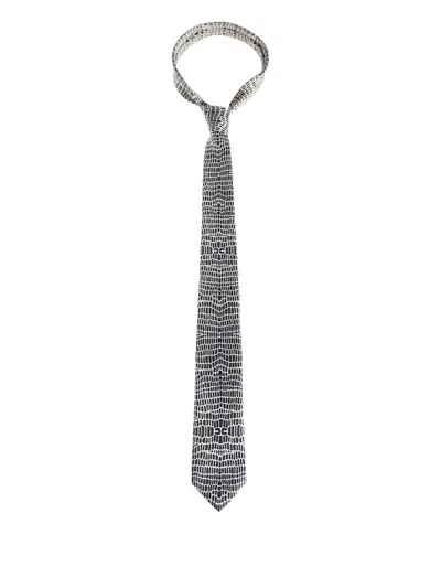 Elisabetta Franchi Twill Snake-print Tie In Gray