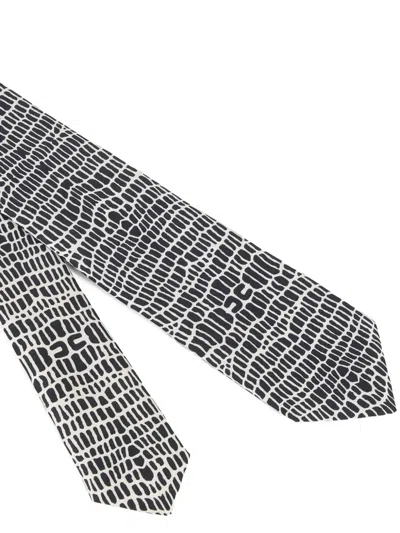 Elisabetta Franchi Twill Snake-print Tie In Gray