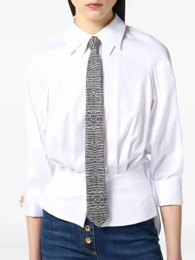 Elisabetta Franchi Twill Snake-print Tie In Gray