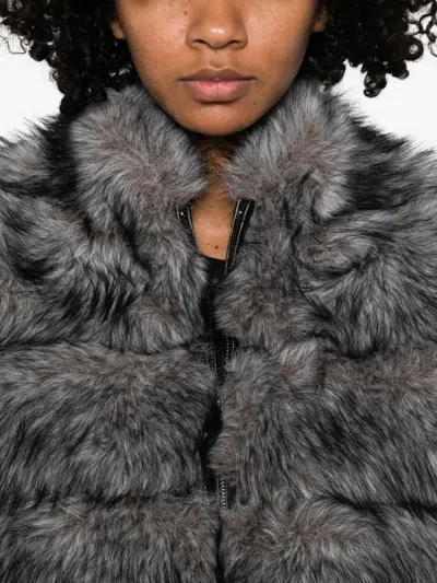 Betta Corradi Textured Grey Coat With High Collar In Gray