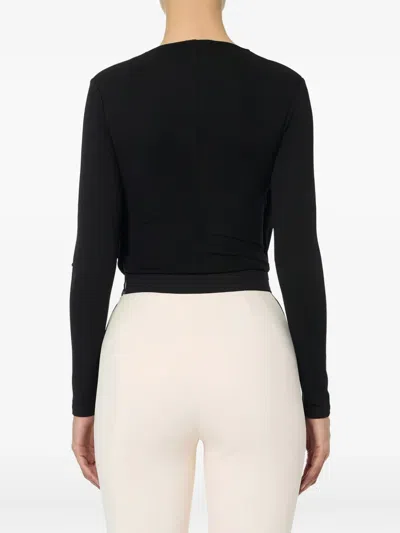Elisabetta Franchi Crepe Jersey Sweater With Jewel Logo In Black