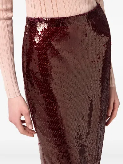 Elisabetta Franchi Sequin Split Skirt In Red