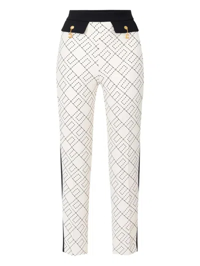 Elisabetta Franchi Logo-print Two-colour Trousers In Red