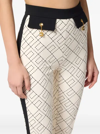 Elisabetta Franchi Logo-print Two-colour Trousers In Red