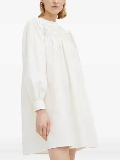 弹性缩褶长袖连衣裙