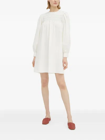 弹性缩褶长袖连衣裙