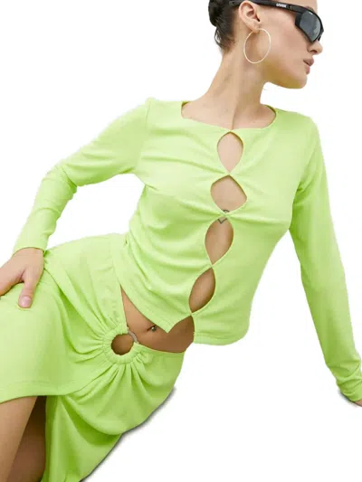 Resume Cutout Long-sleeve Top In Green