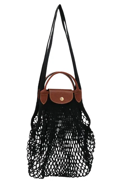Longchamp Xs Le Pliage Filet Mesh Shoulder Bag In Black