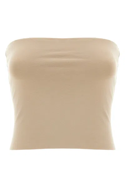 Brunello Cucinelli Women Beige Jersey Bandeau Top In Metallic