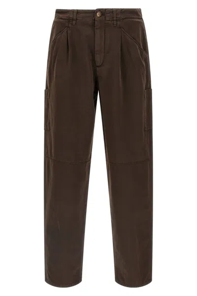 Brunello Cucinelli Functional Cargo Trousers Featuring Pockets In Brown