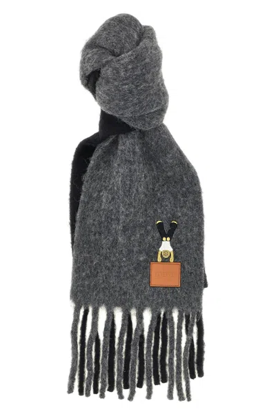 Loewe Scarf In Alpaca And Wool Blend In Gray