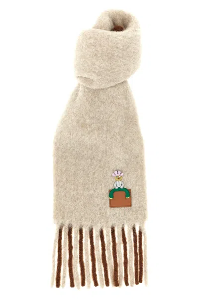 Loewe Wool And Alpaca Blend Scarf In Neutral