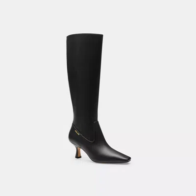 Coach Extended Calf Kitten Heel Tall Boot In Black