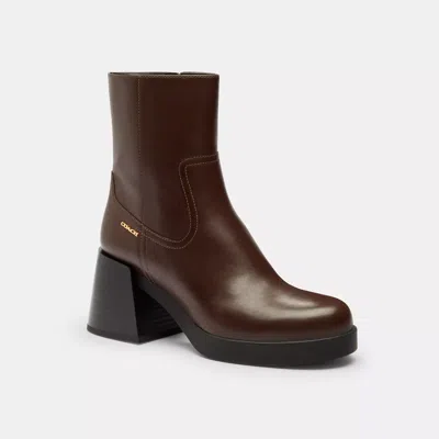 Coach Block Heel Boot In Brown