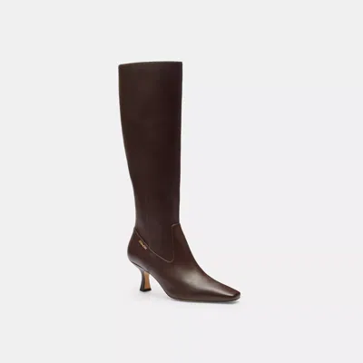 Coach Extended Calf Kitten Heel Tall Boot In Brown