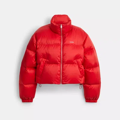 Coach Short Cropped Puffer Jacket In Red
