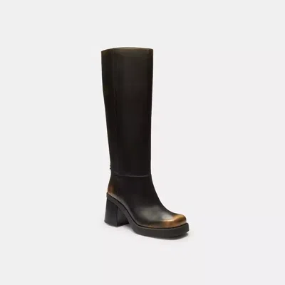 Coach Sculpted C Tall Boot In Loved Leather In Black