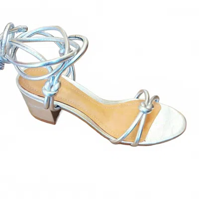 Schutz Women's Nicky Mid Sandals In Metallic Silver In Blue
