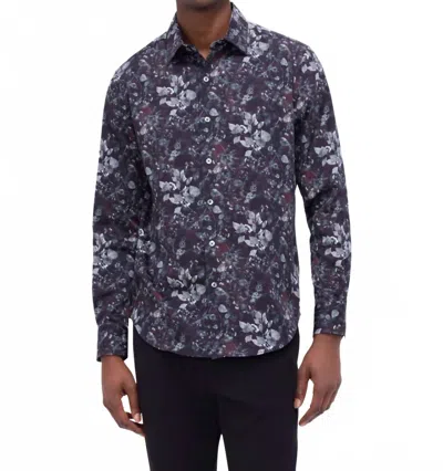 Bugatchi Uomo Long Sleeve Julian Woven Shaped In Multi In Gray