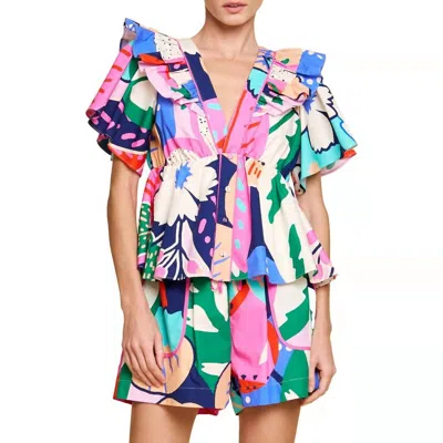 Ciebon Summerlyn Flared Sleeve Top In Multi In Multi