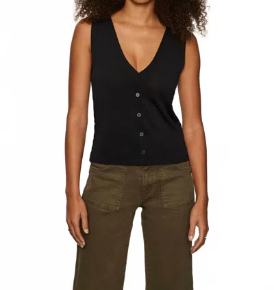 Sanctuary Knitted Button Front Top In Black In Black