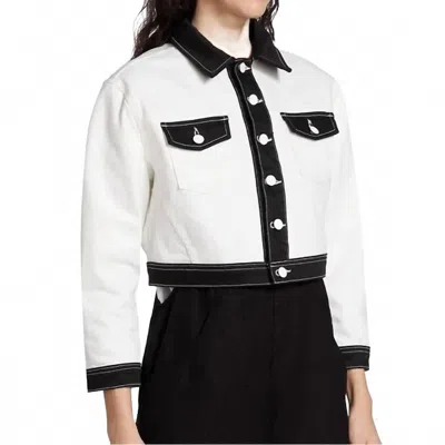 L'agence Koda Colorblock Crop Jacket In White/black In White