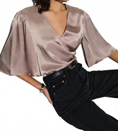 Nation Ltd Mel Flared Sleeves Top In Mushroom In Gray